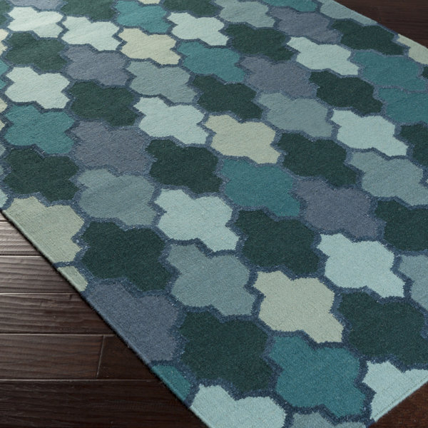 Wrought Studio Crispin Handmade Flatweave Wool Purple/Teal Rug Wayfair